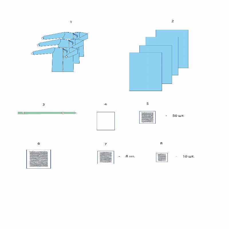 Комплект одягу та покриттів операційних для кардіологічних операцій (ЕКС) №1 Taipan-Pharm стерильний